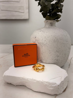 LIKE NEW - Hermes Gold Tone Chaine Scarf Ring