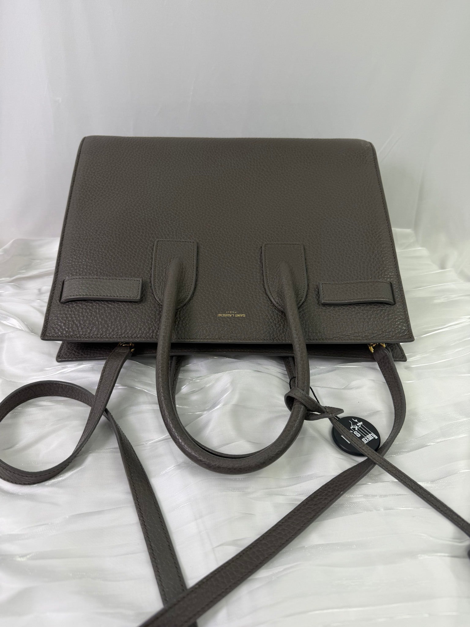 Saint Laurent Gray Leather Sac De Jour Bag