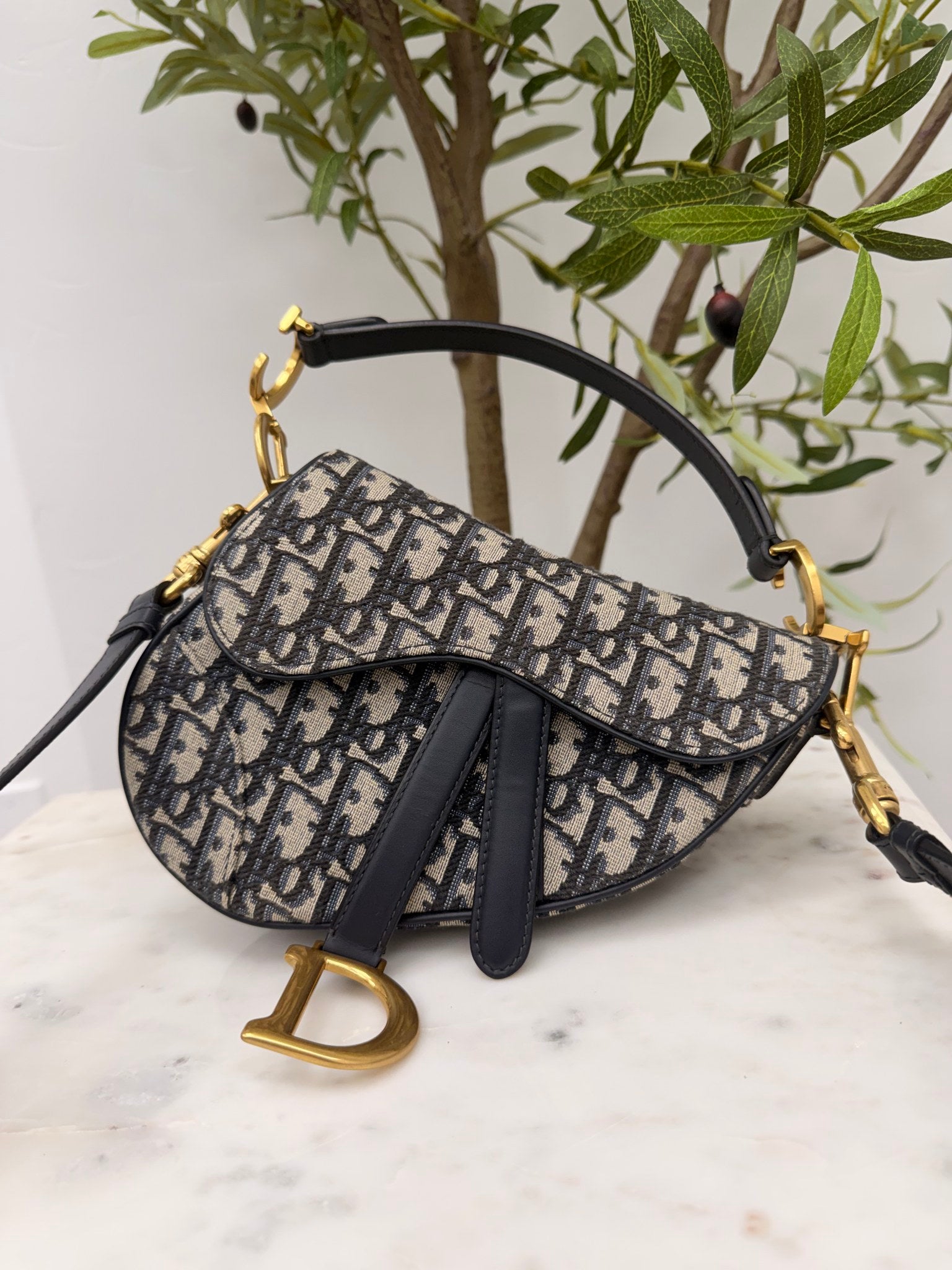 Christian Dior Oblique Jacquard Mini Saddle Bag 
