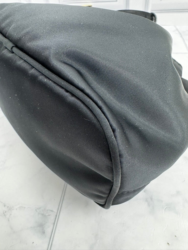 Versace Black Nylon La Medusa Small Bucket Bag