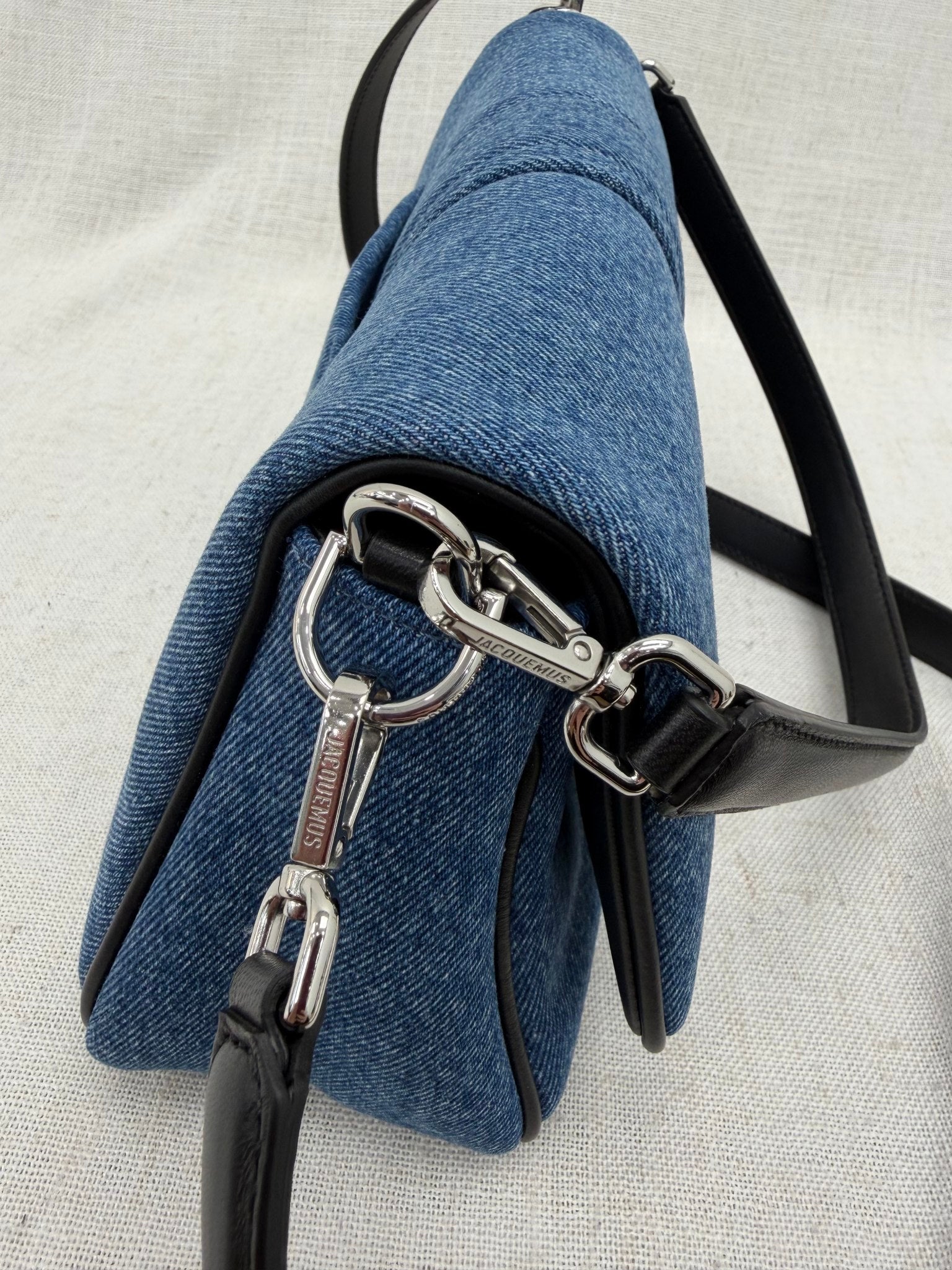 LIKE NEW - Jacquemes Denim & Black Leather Le Bambimou 2Way Bag