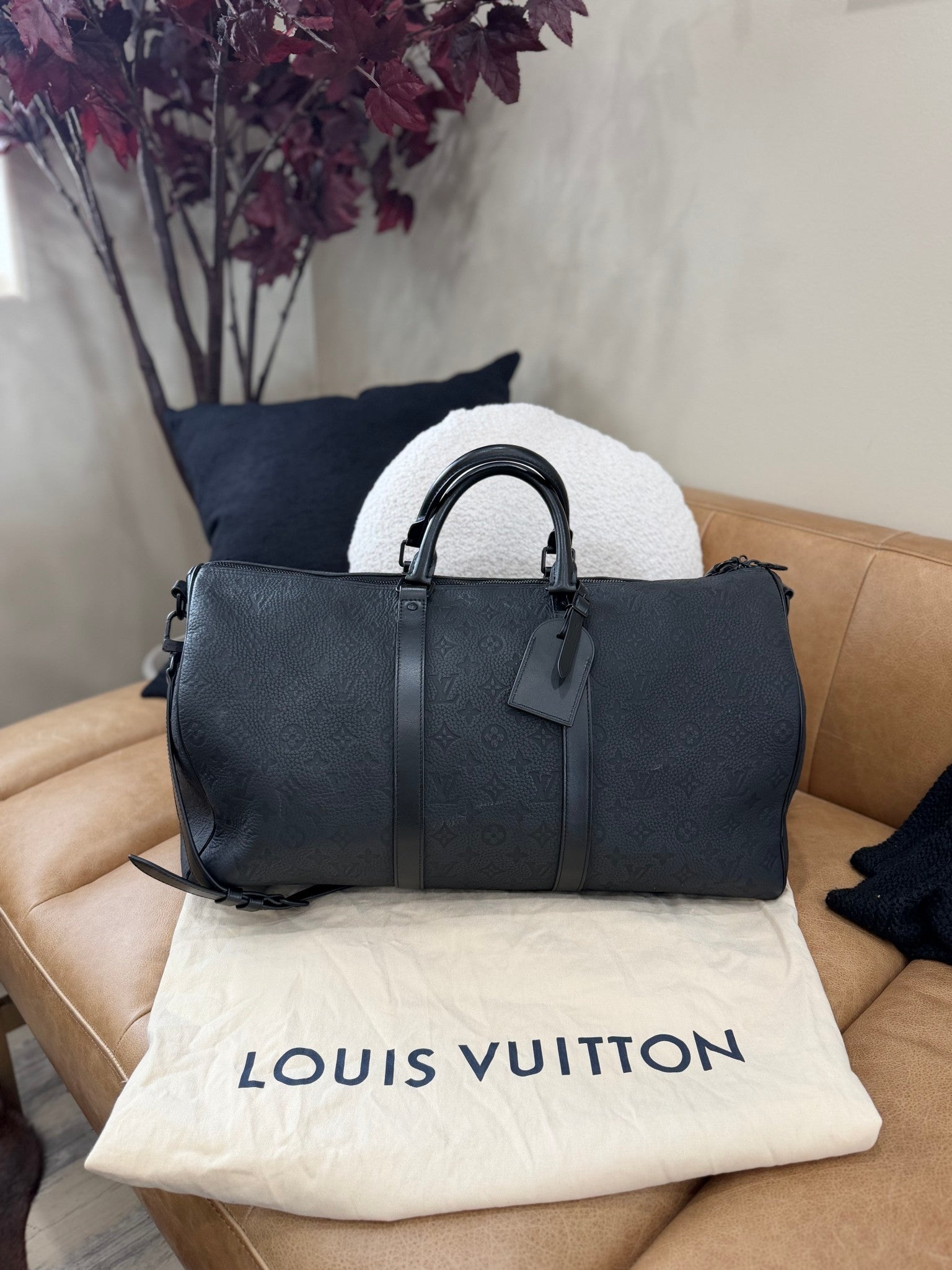 Louis Vuitton Black Empreinte Leather Bandouliere 50