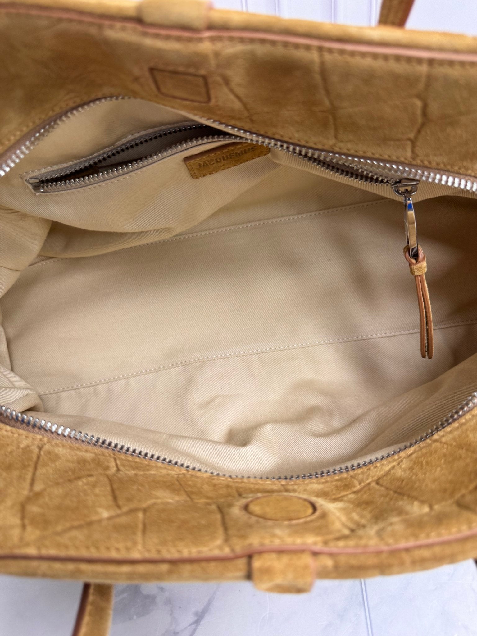 LIKE NEW - Jacquemus Camel Croc Embossed Suede Le Turismo Shoulder Bag