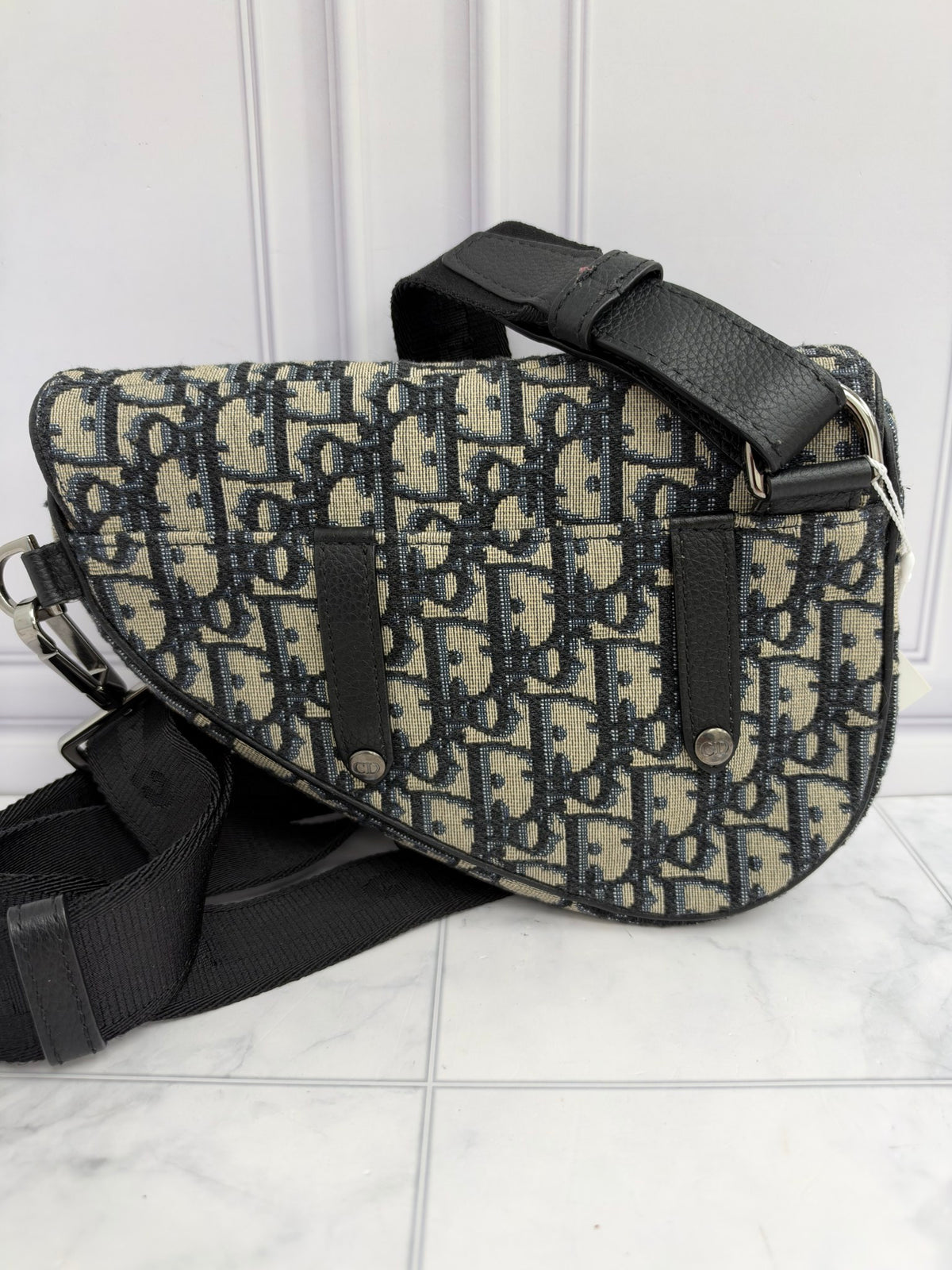 Christian Dior Navy Trotter Canvas Dior Saddle Messenger Pouch