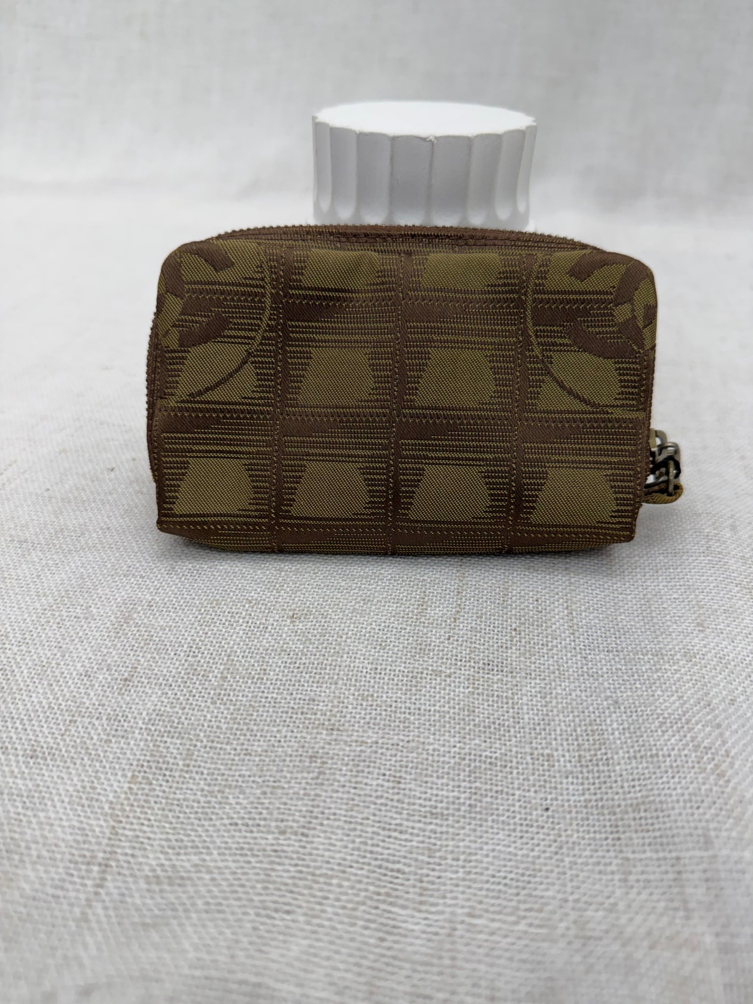 Channel Brown Travel Line Canvas Key Pouch 