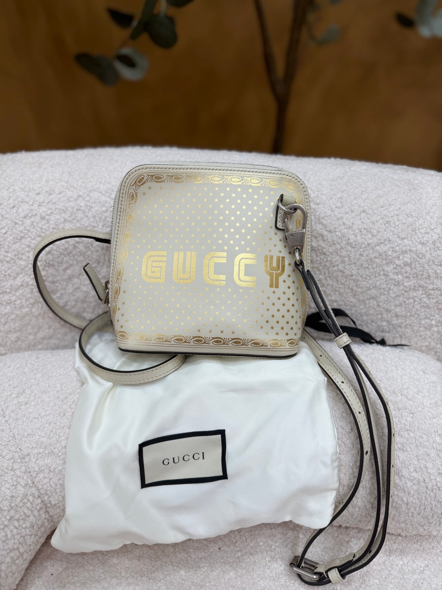 Gucci Cream Leather Guccy Dome Crossbody