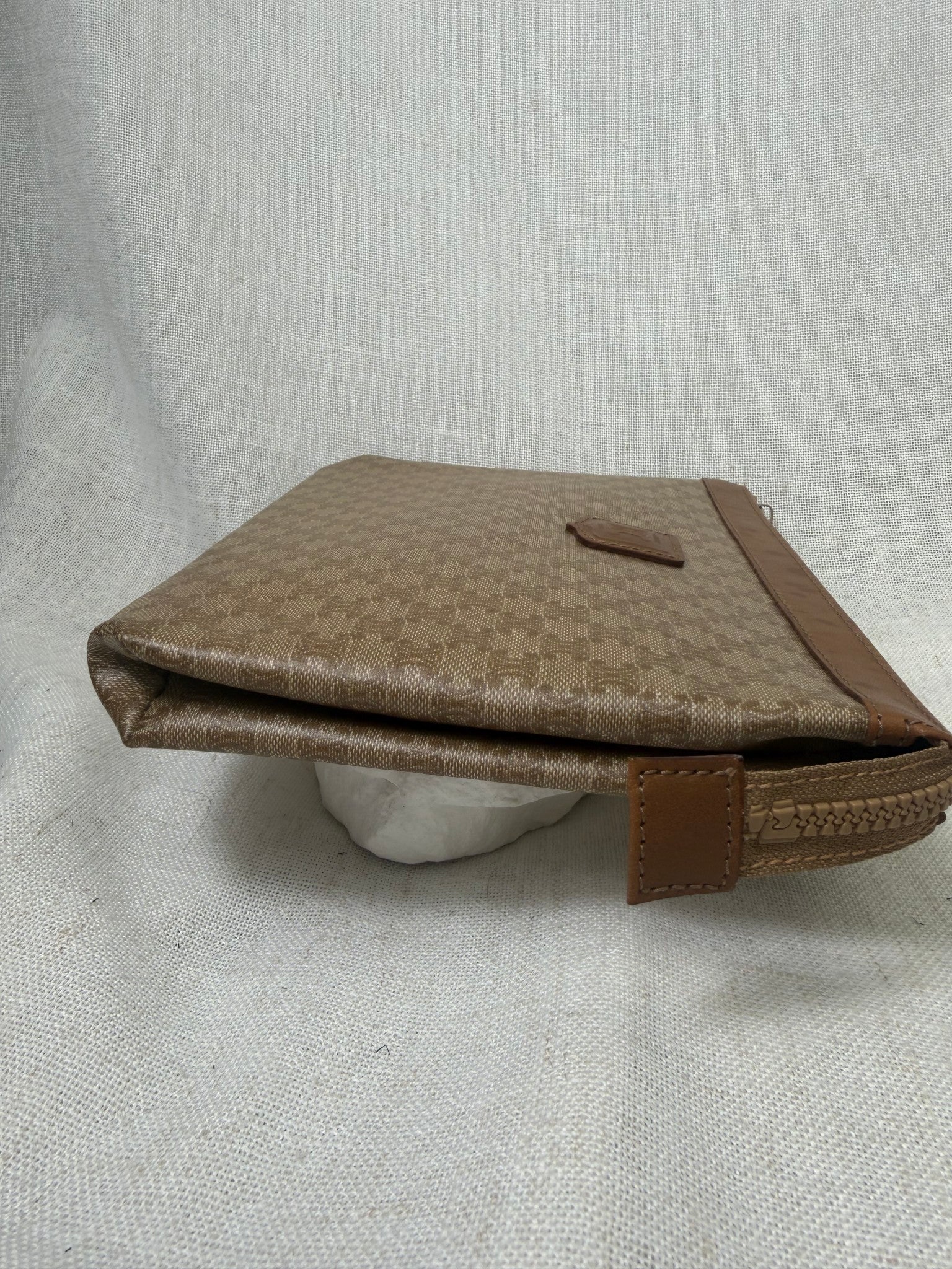 Celine Beige Coated Canvas Macadam Clutch Bag