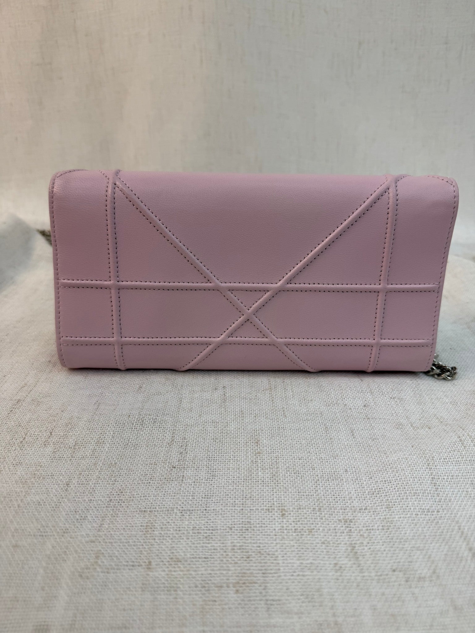 Christian Dior Pink Leather Diorama Wallet On Chain