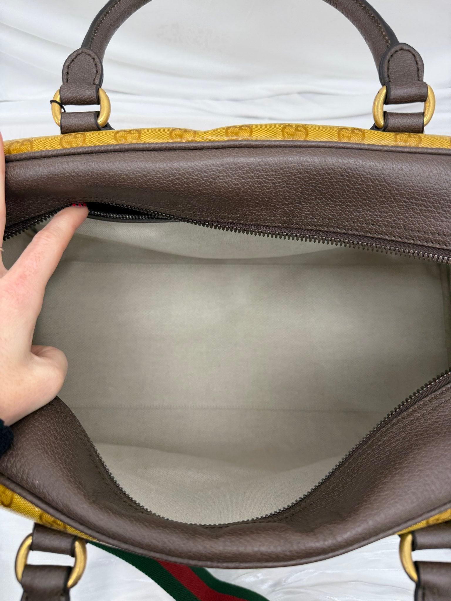 BRAND NEW- Gucci x Adidas GG Coated Canvas & Brown Leather Large Duffle Bag