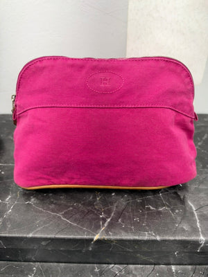 Hermes Pink Canvas Bolide Pouch