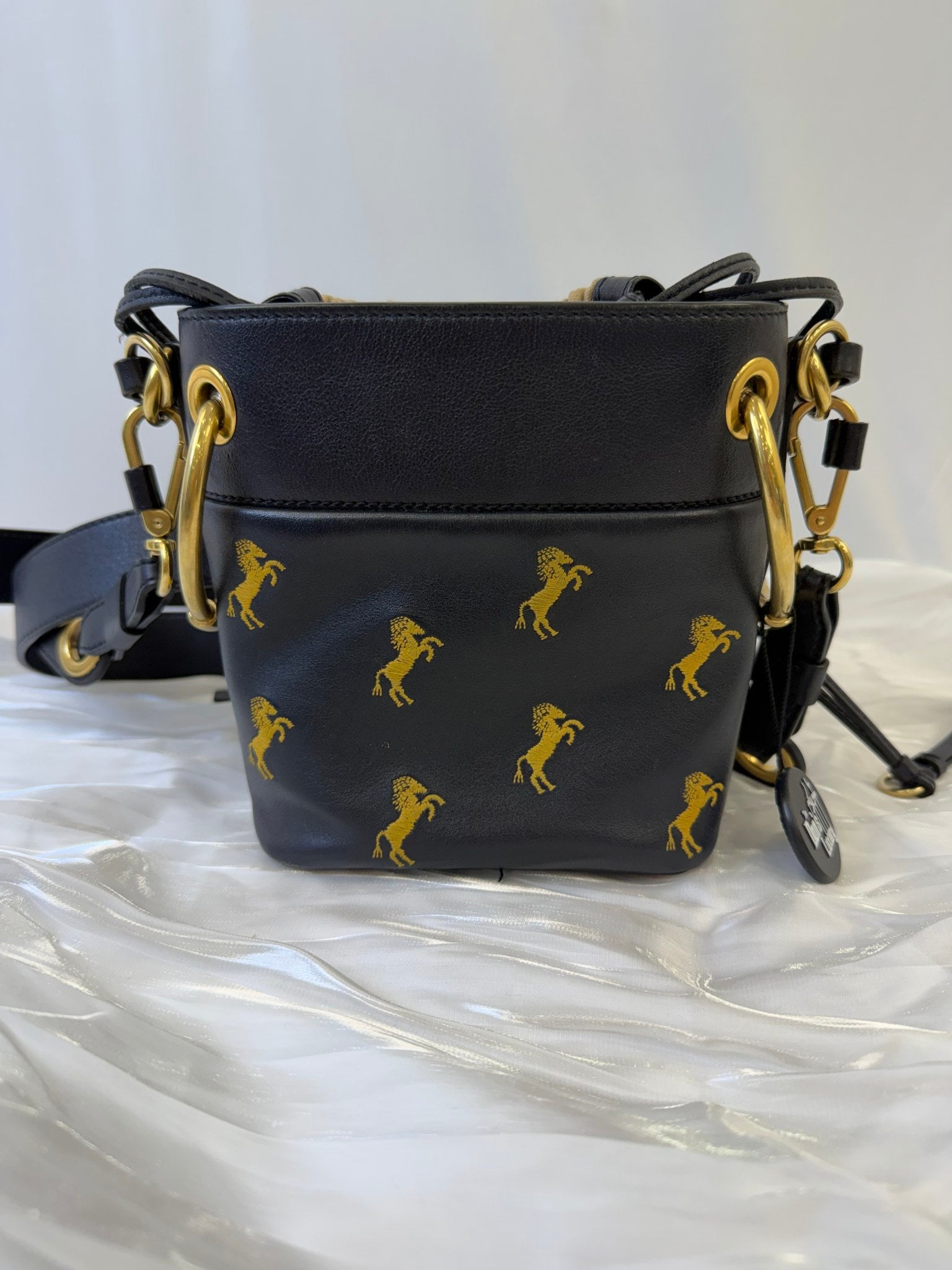 Chloe Navy Leather Mini Roy Bucket Bag