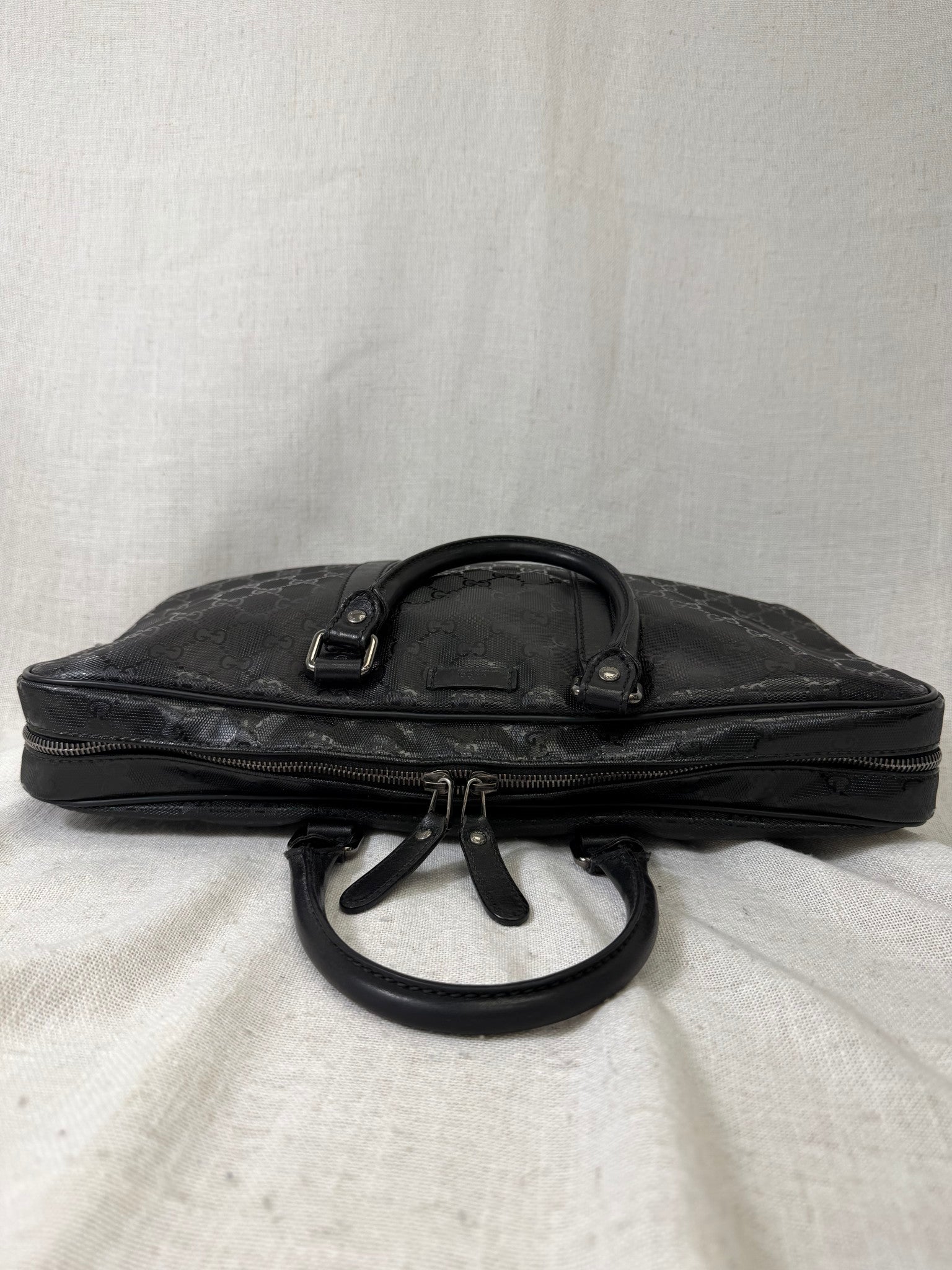 Gucci Black GG Print Coated Nylon Briefcase