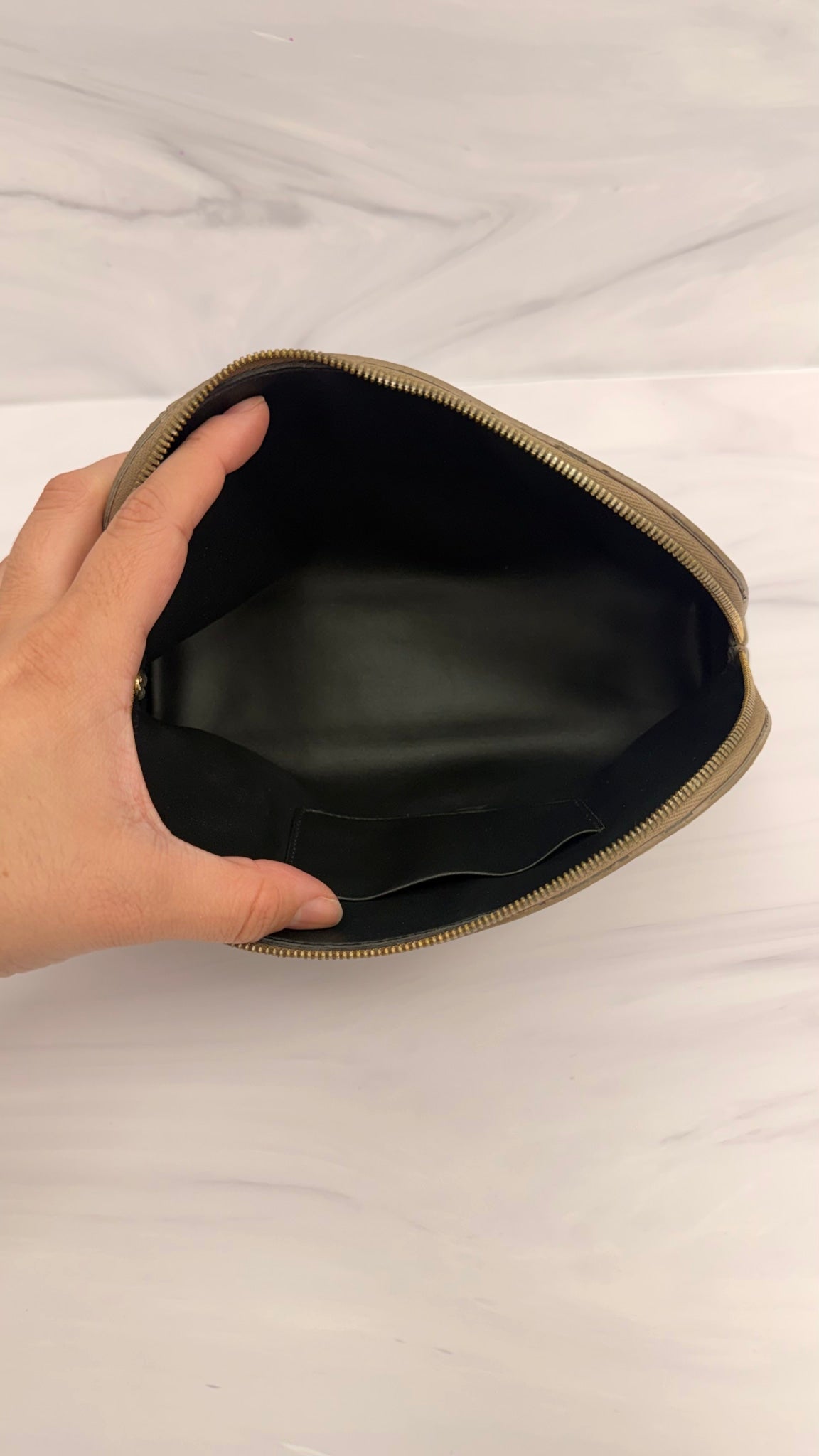Balenciaga Beige Coated Canvas Cosmetic Pouch