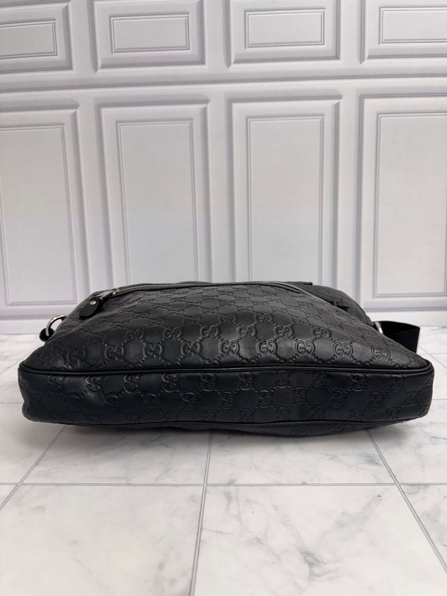 Gucci Black Embossed Leather Large Briefcase