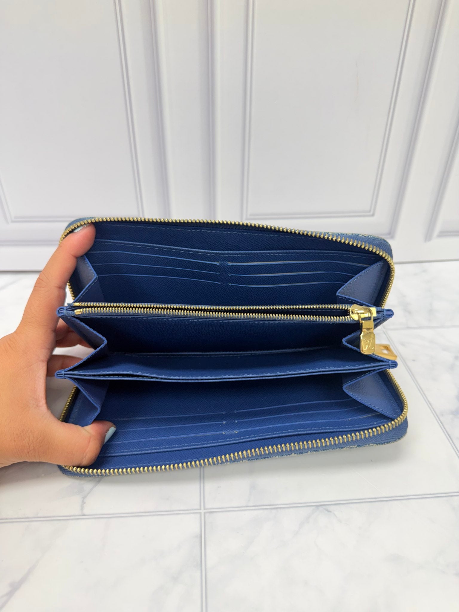 Louis Vuitton Monogram Blue Denim Zippy Wallet 