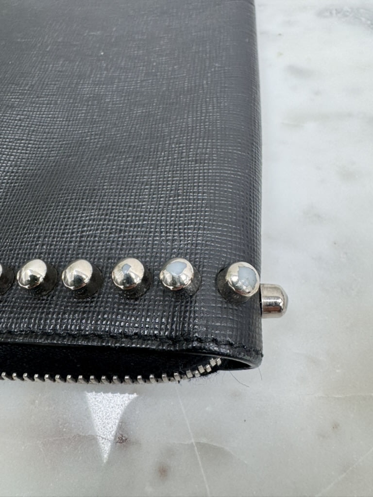 Fendi Black Leather Studded Flat Karlito Clutch Bag