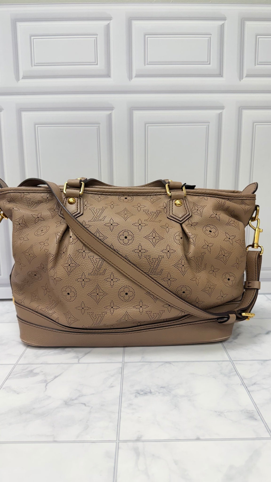 Louis Vuitton Beige Monogram Perforated Leather Mahina Stellar PM Bag