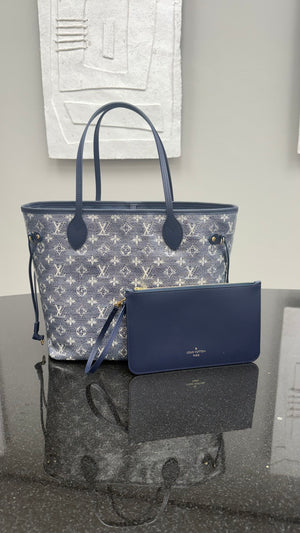 Louis Vuitton Blue Jacquard Coated Canvas Neverfull MM