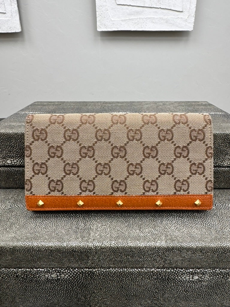 Gucci GG Supreme Canvas Studded Long Wallet