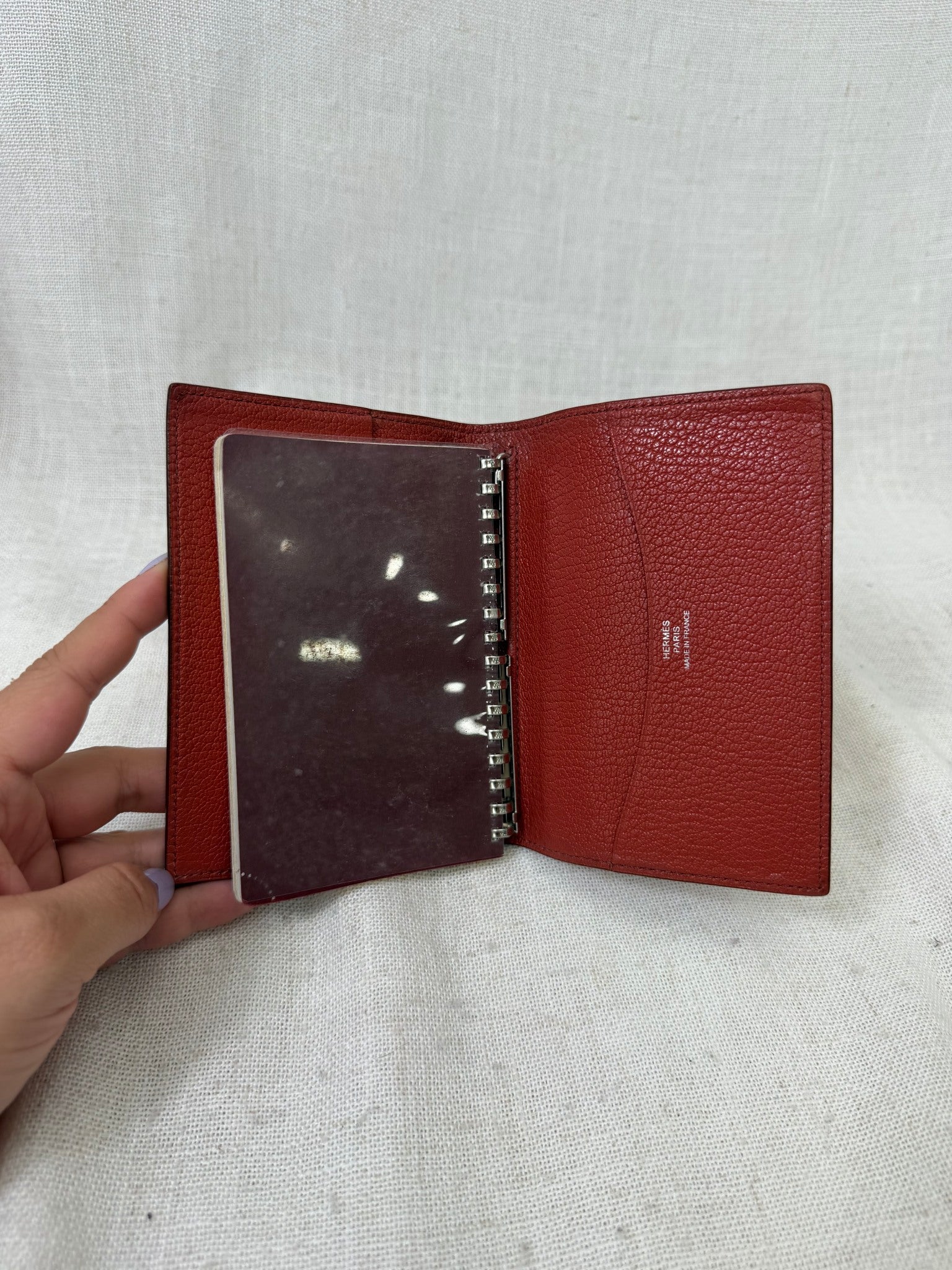 Hermes Brick Red Leather Notebook Cover 