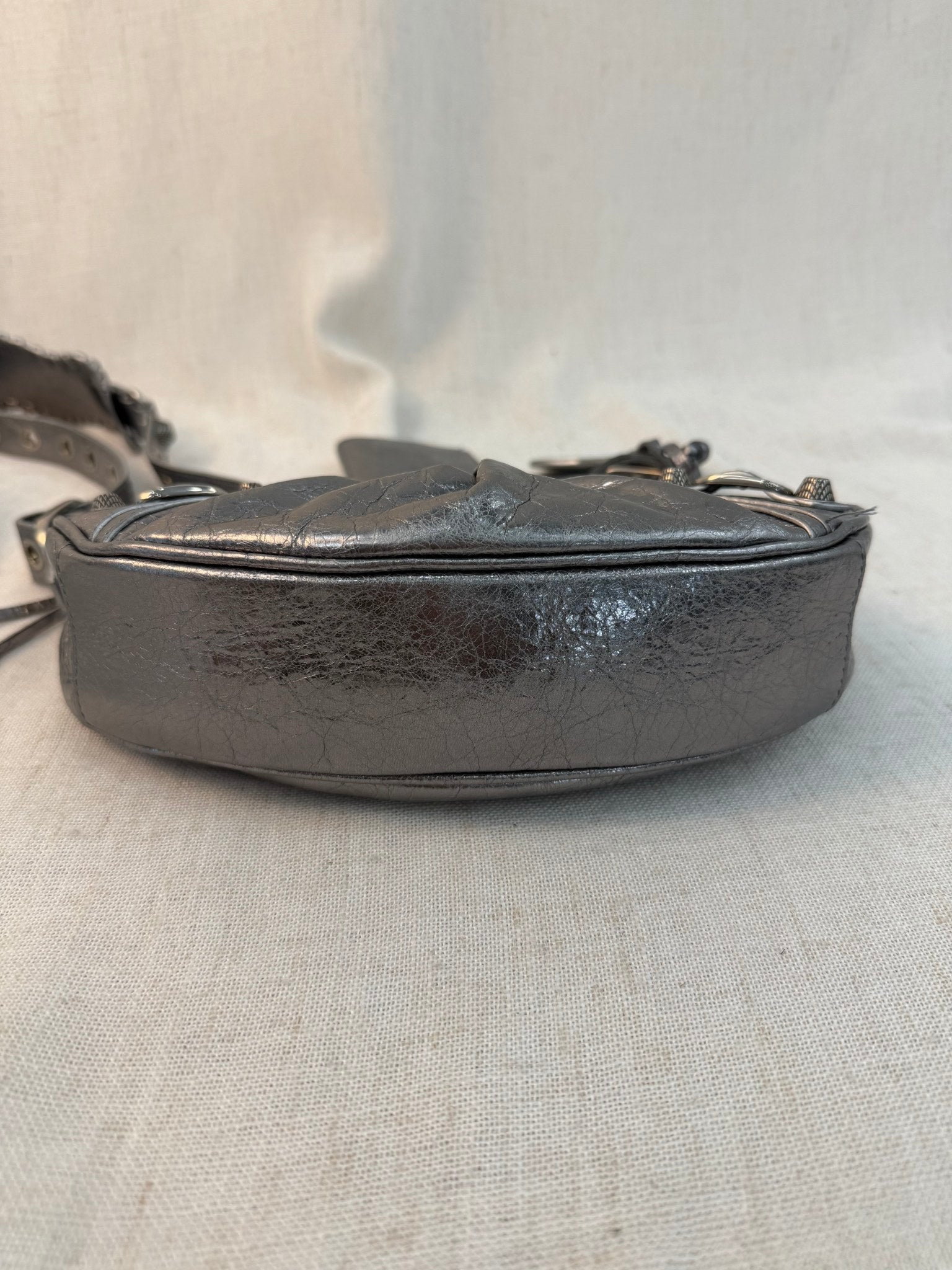 Balenciaga Silver Leather Le Cagole Small Shoulder Bag