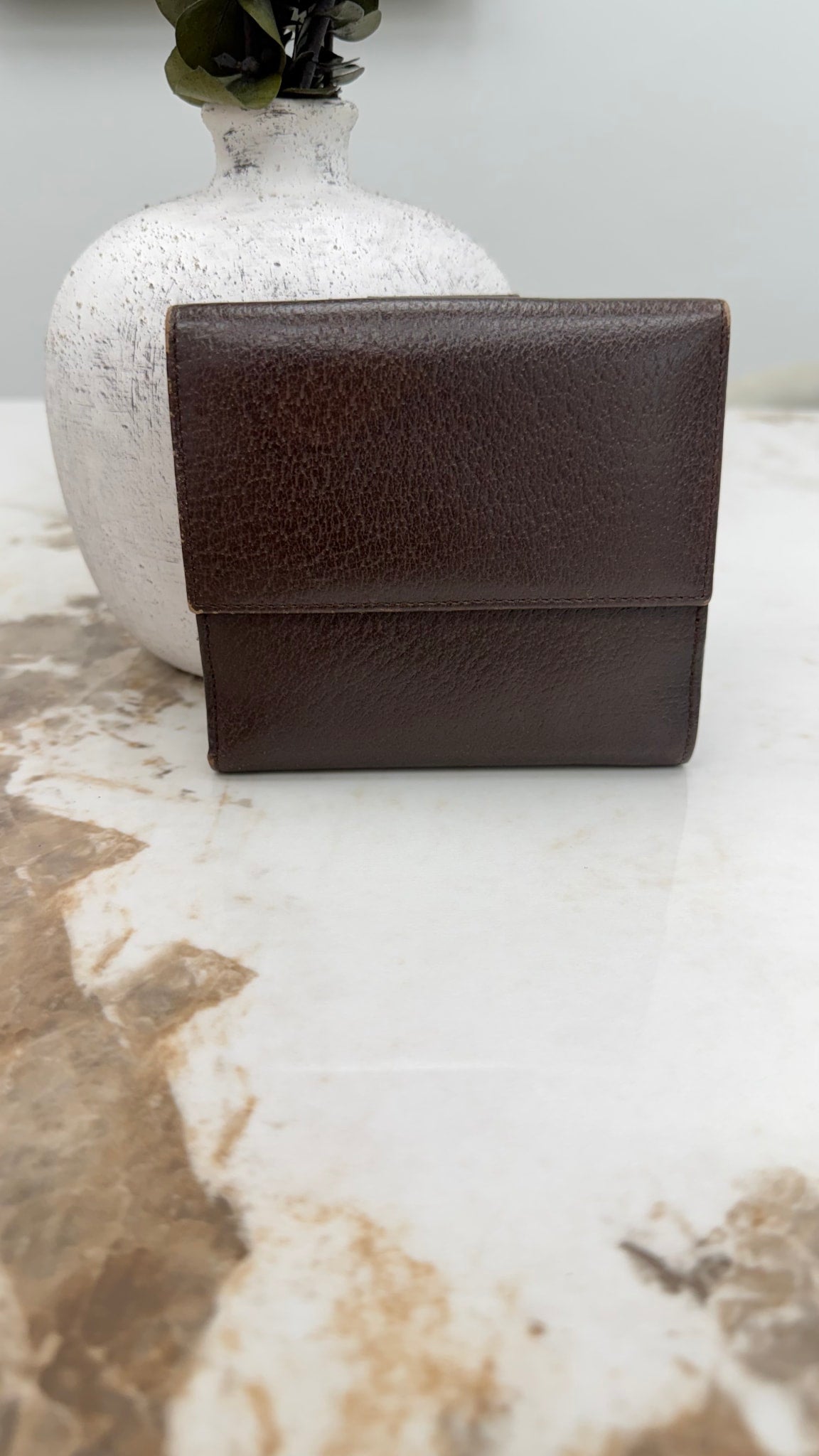 Gucci Brown Leather Compact Snap Wallet