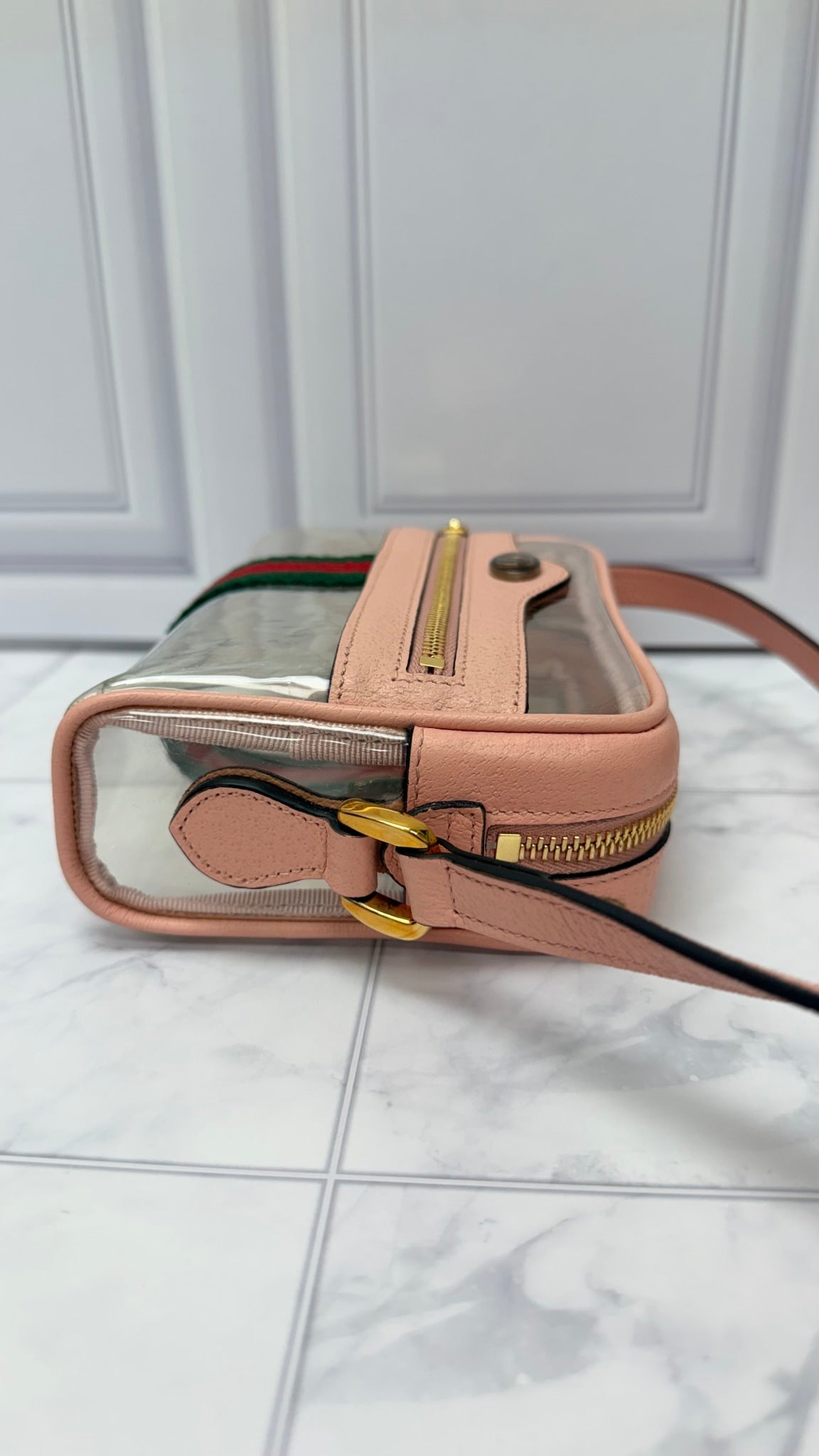 Gucci Clear Vinyl Ophidia Mini Crossbody Bag 