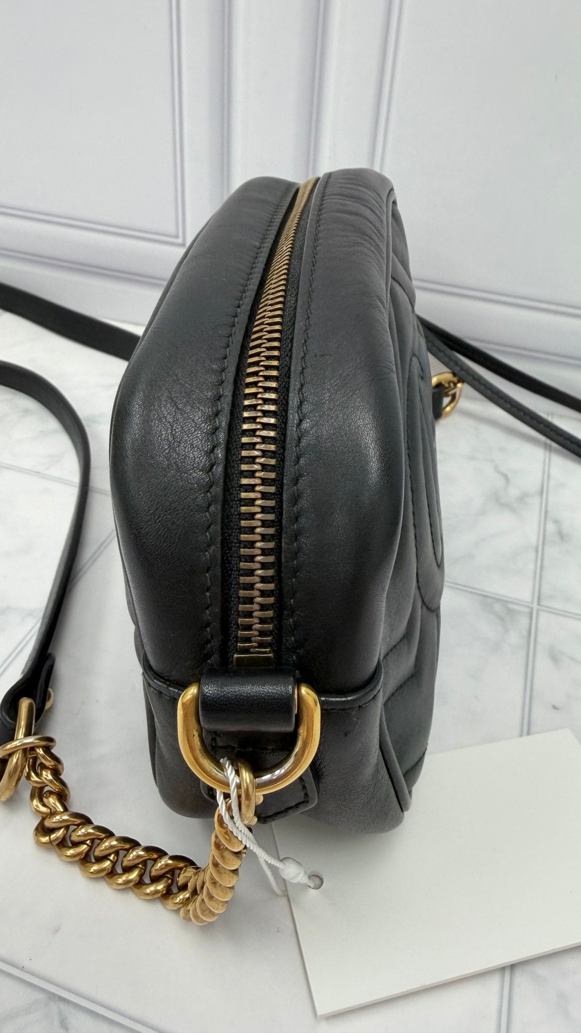 Gucci Black Leather Marmont Mini Camera Crossbody 