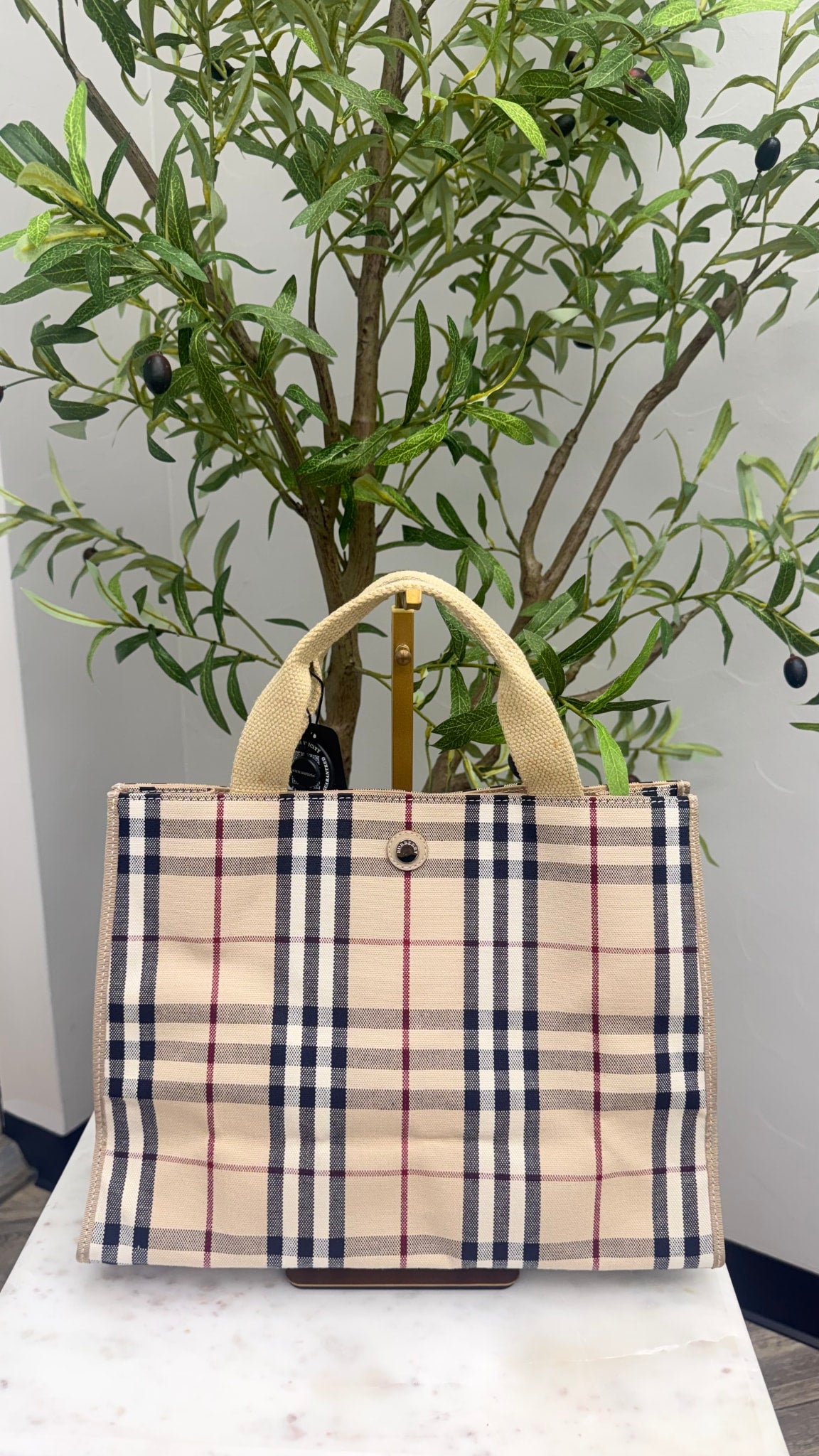 Burberry Beige Novacheck Canvas Tote Bag