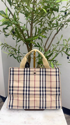 Burberry Beige Novacheck Canvas Tote Bag