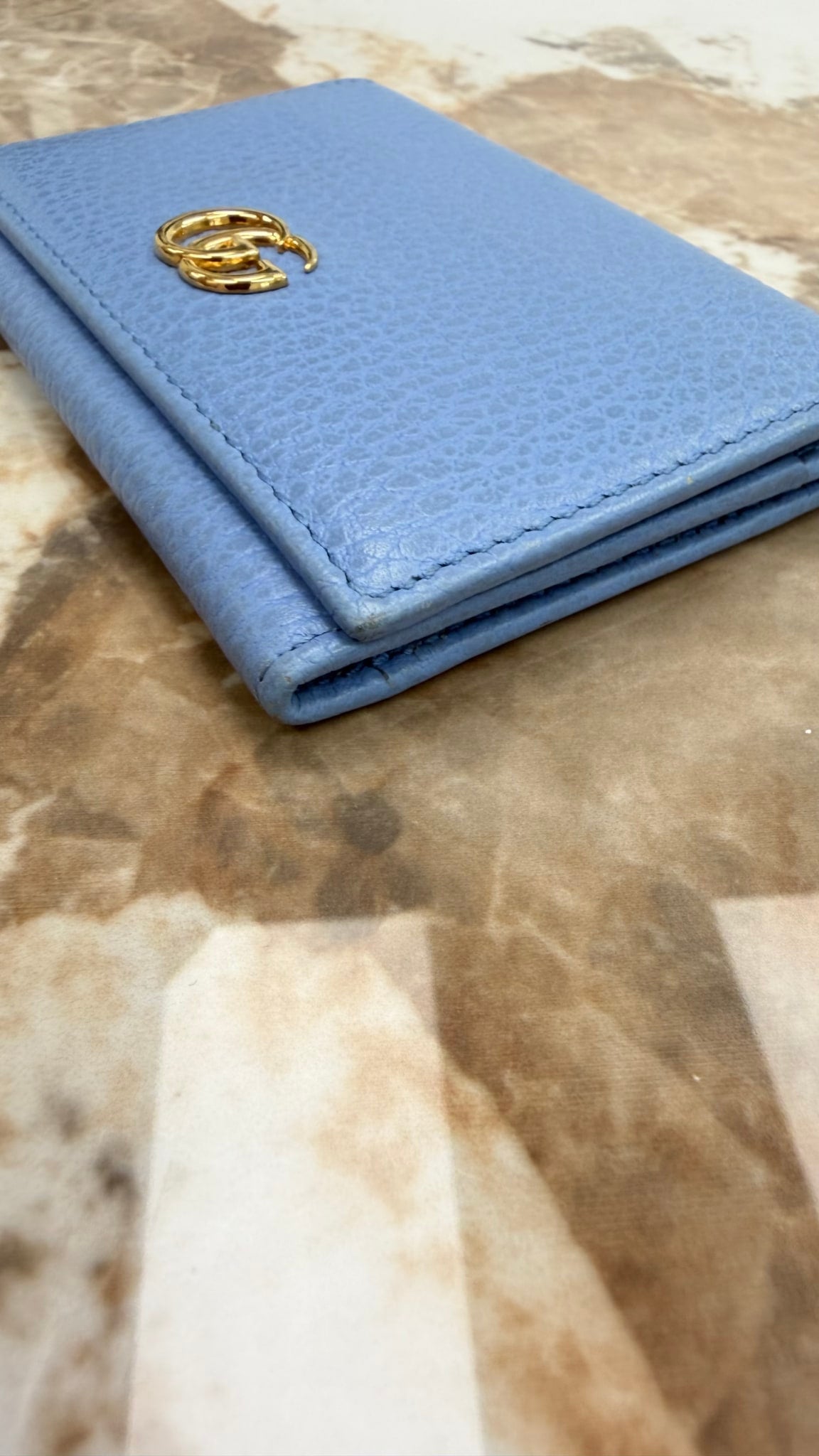 Gucci Blue Leather Marmont Card Case