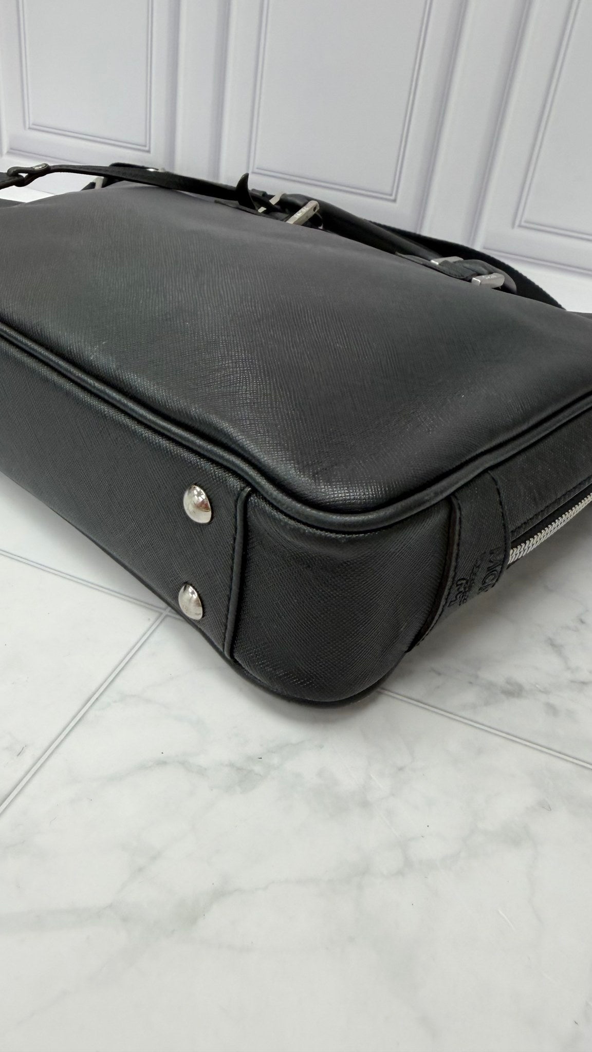 MCM Black Leather Business Bag