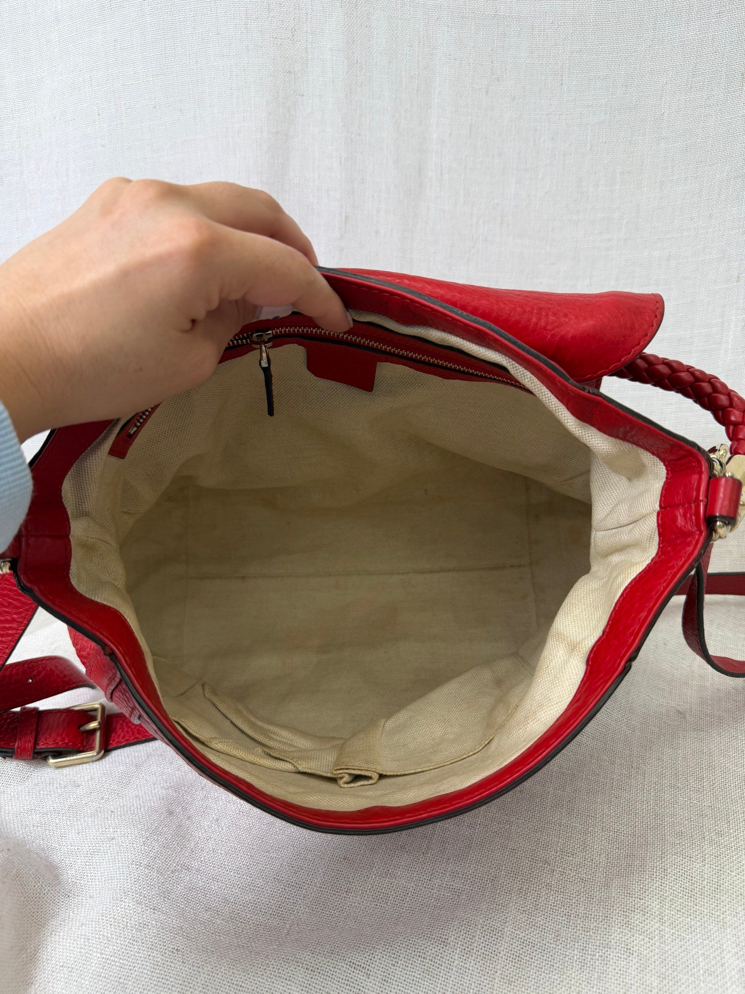 Gucci Red Leather Bella Flap Shoulder Bag