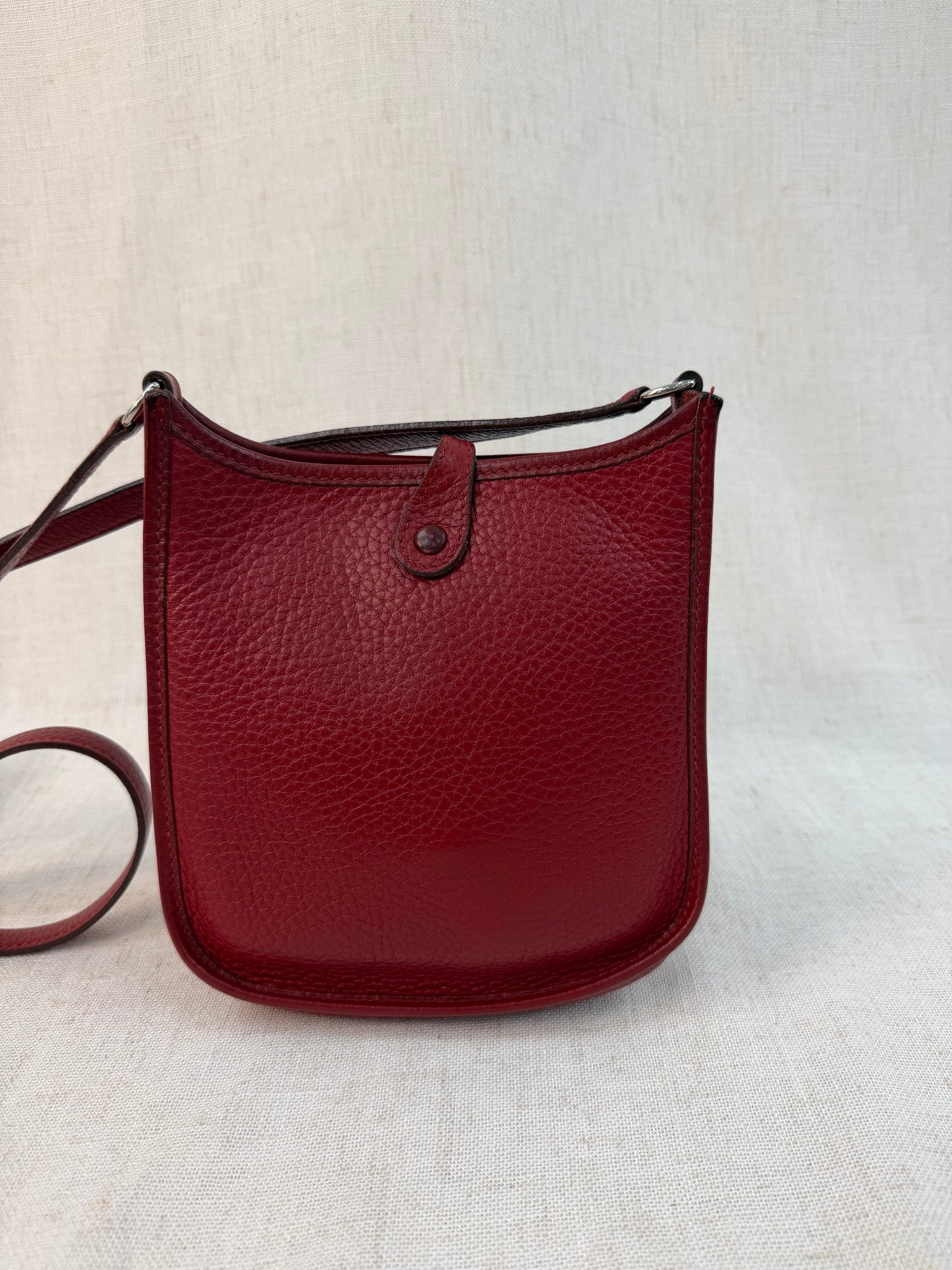 Hermes Red Leather Rouge H Evelyn Mini Bag