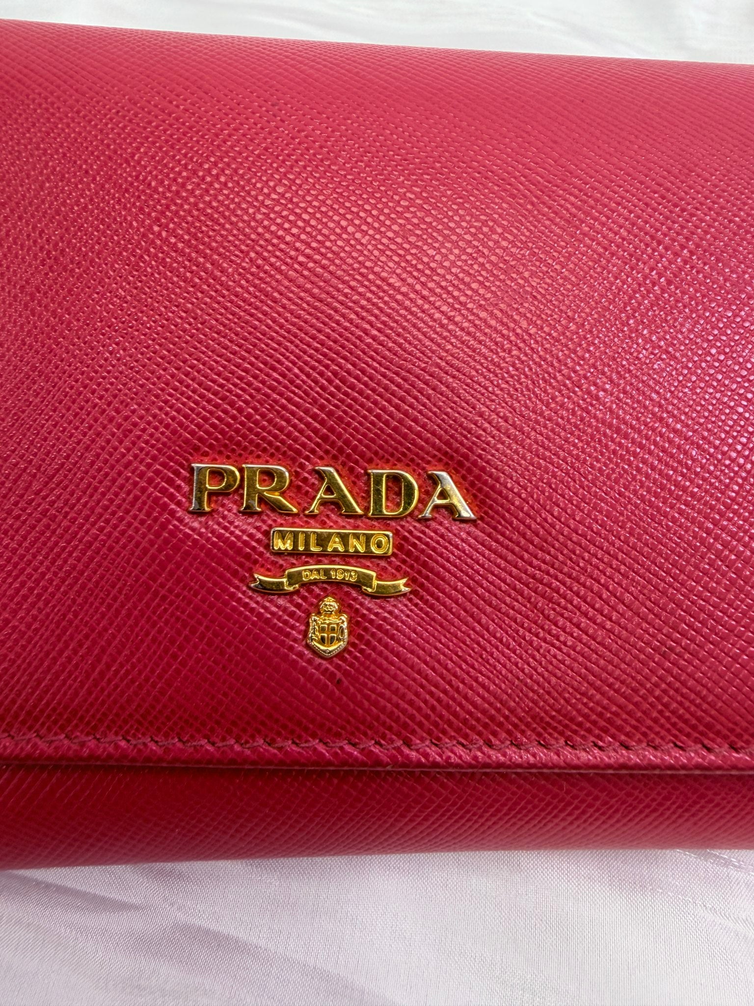 Prada Pink Saffiano Leather Trifold Wallet