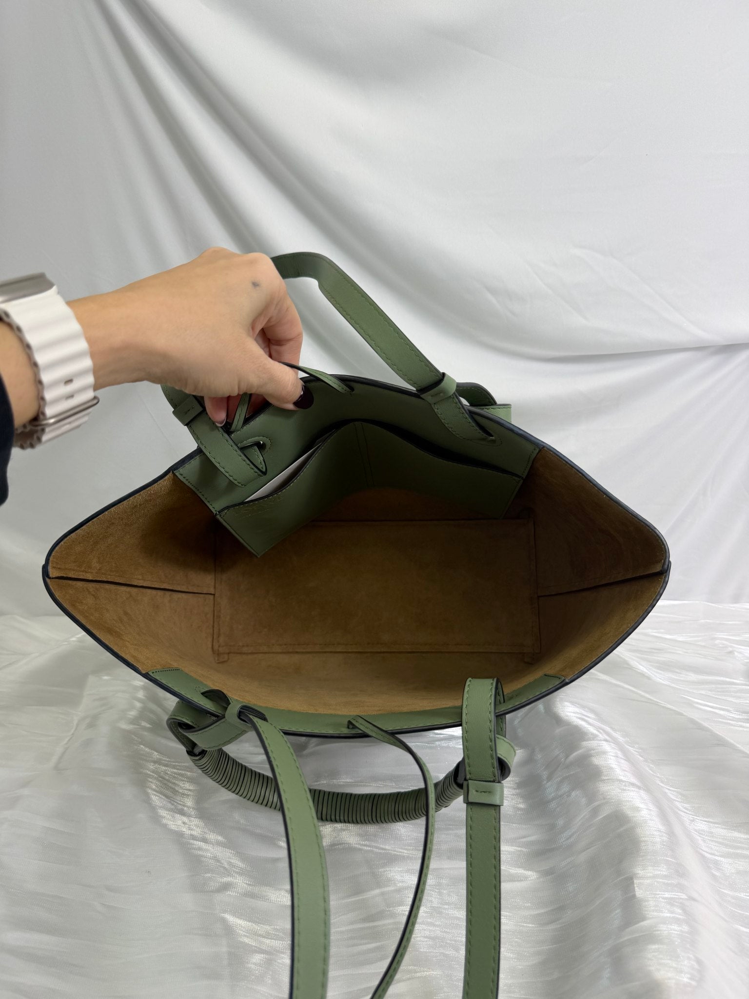 Loewe Eucalyptus Green Leather Anagram Tote Bag