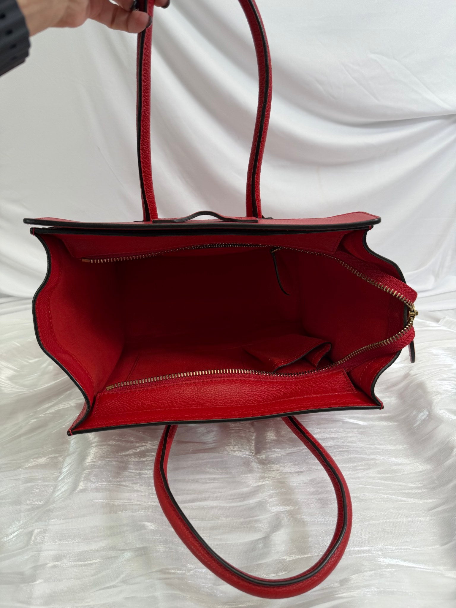 Celine Red Leather Micro Luggage Tote