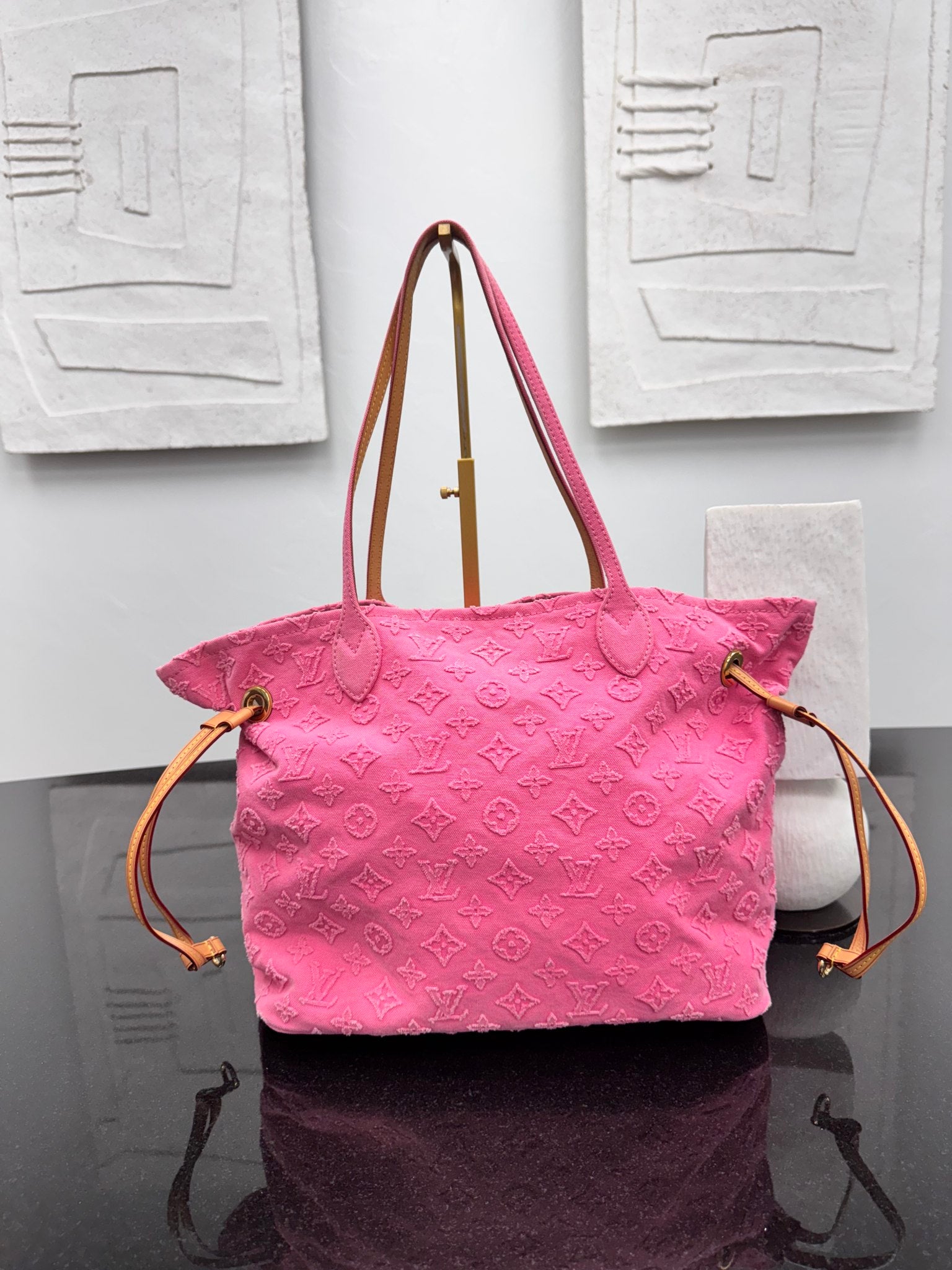 Louis Vuitton Pink Monogram Denim Stone Neverfull MM