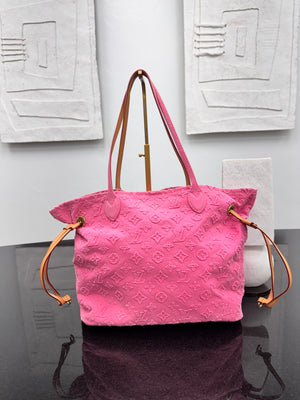 Louis Vuitton Pink Monogram Denim Stone Neverfull MM
