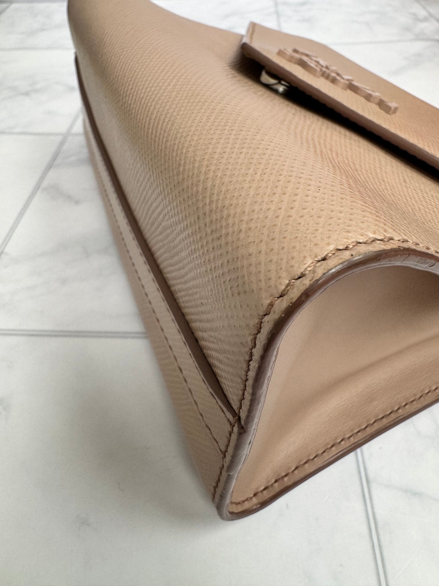 Prada Beige Saffiano Leather Chain Envelope Flap Bag