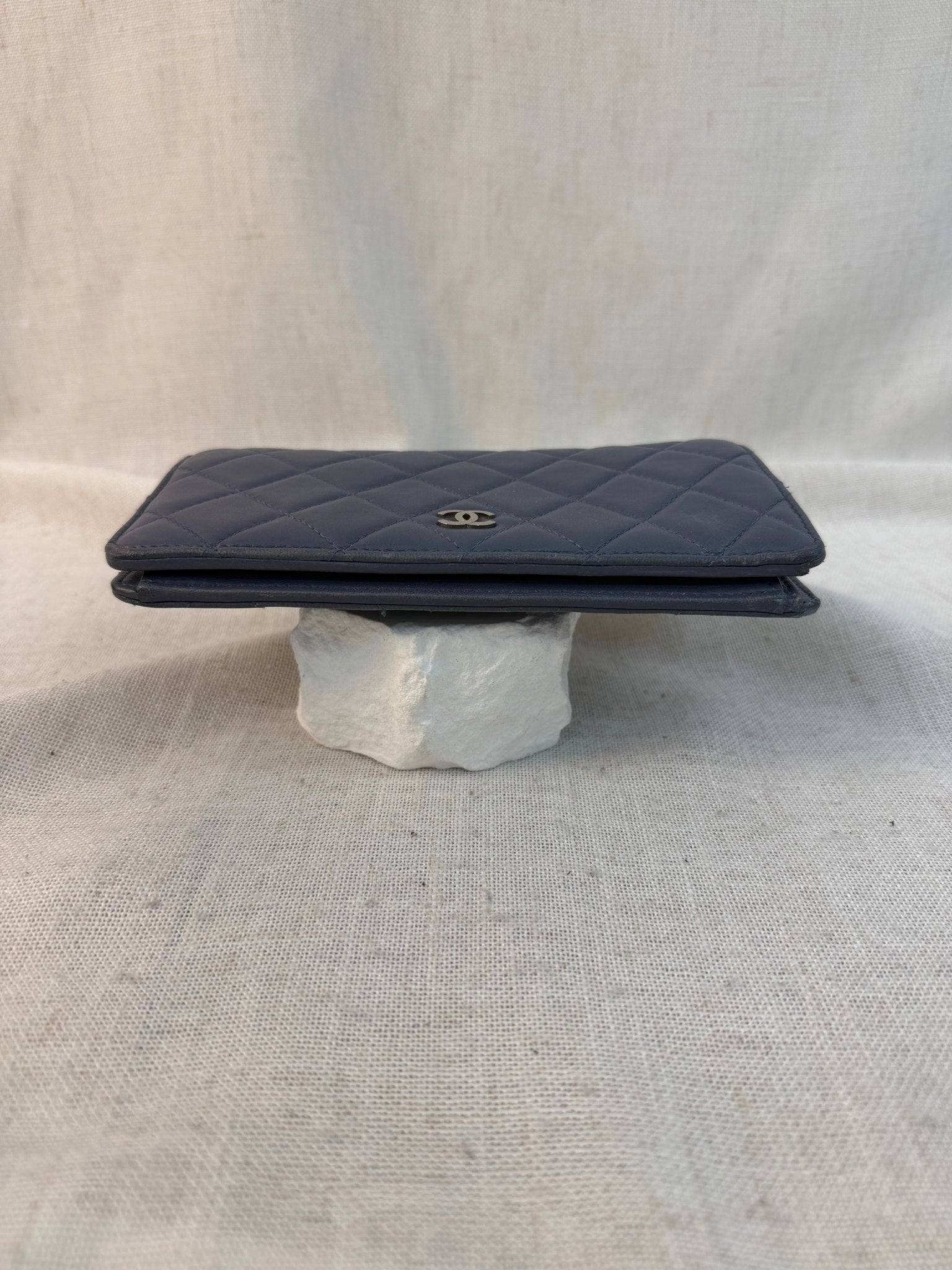 Chanel Blue Lambskin Quilted Long Wallet