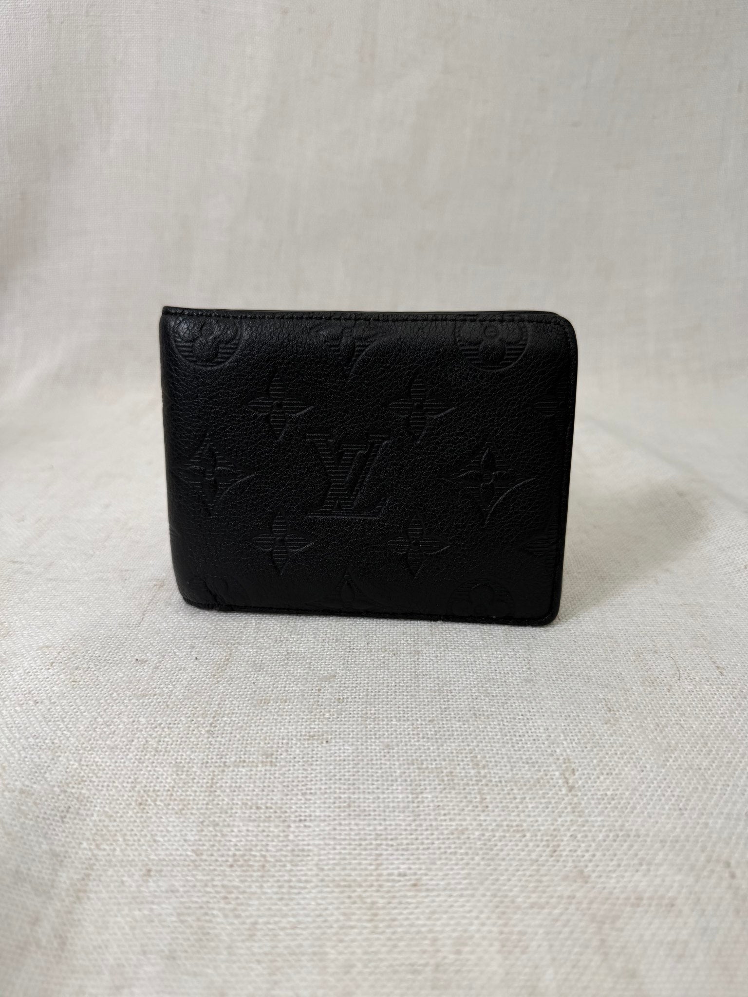Louis Vuitton Black Calfskin Leather Shadow Monogram Wallet 