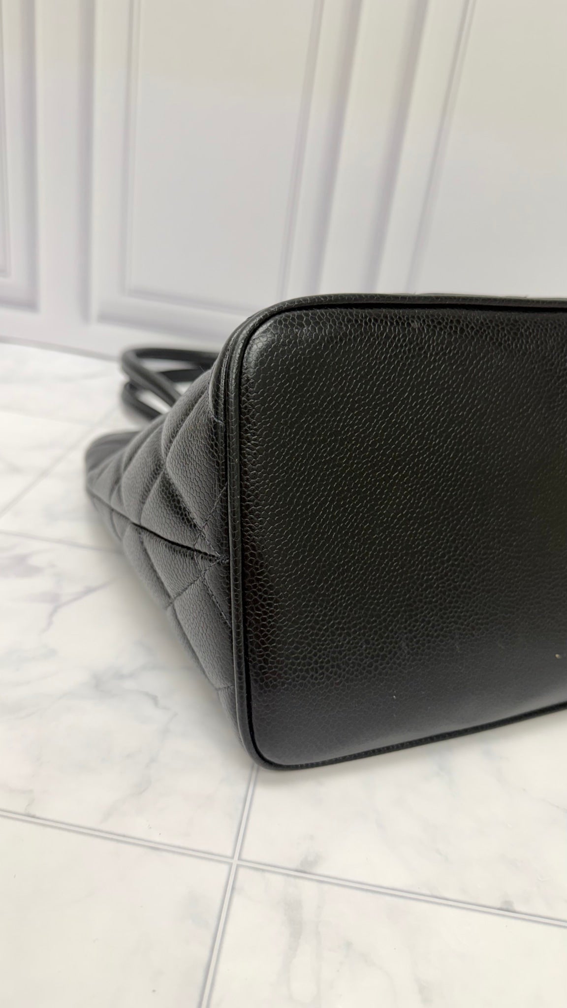 Chanel Black Caviar Leather Medallion Tote Bag 