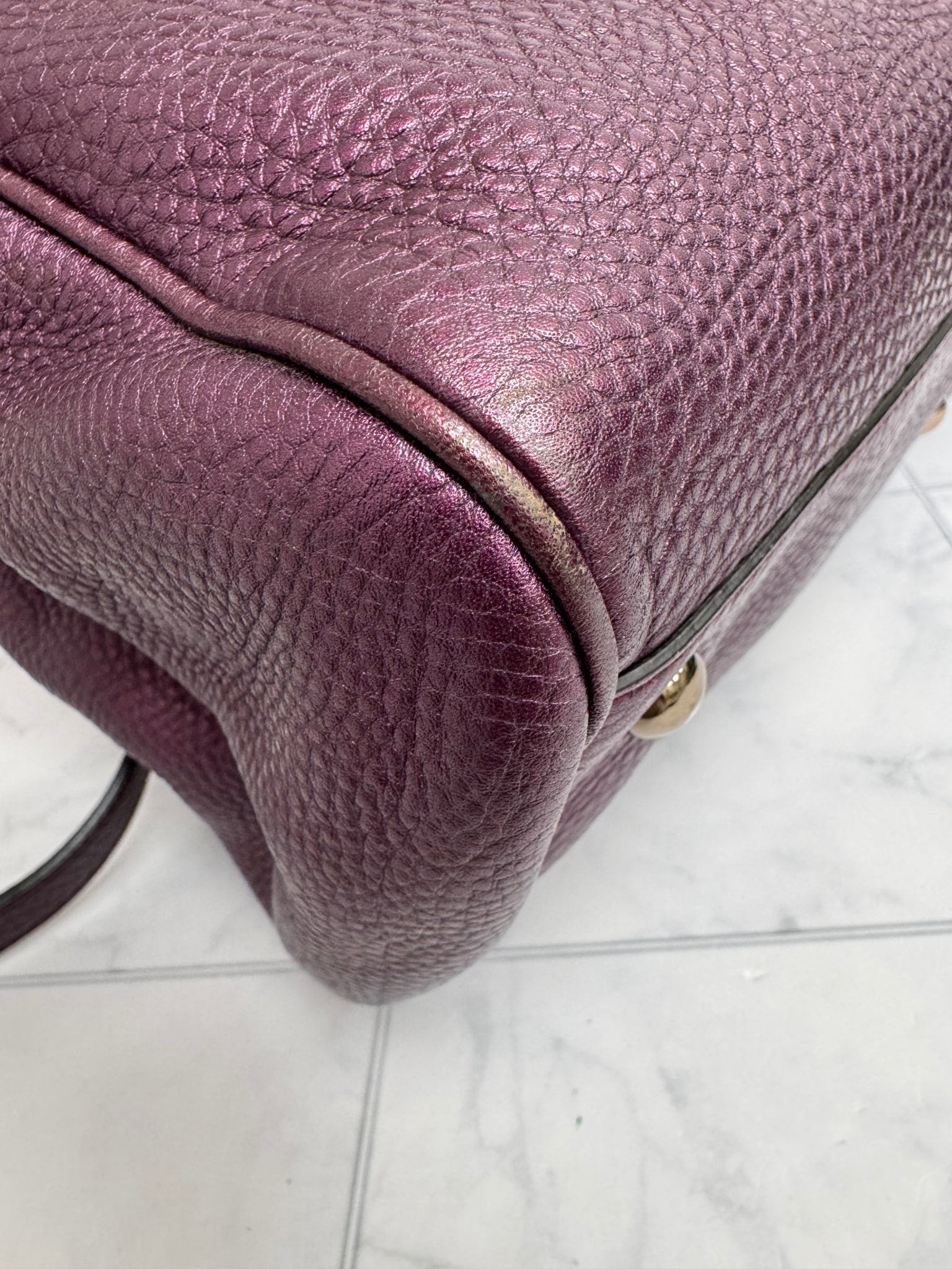Gucci Metallic Purple And Bamboo 2Way Bag