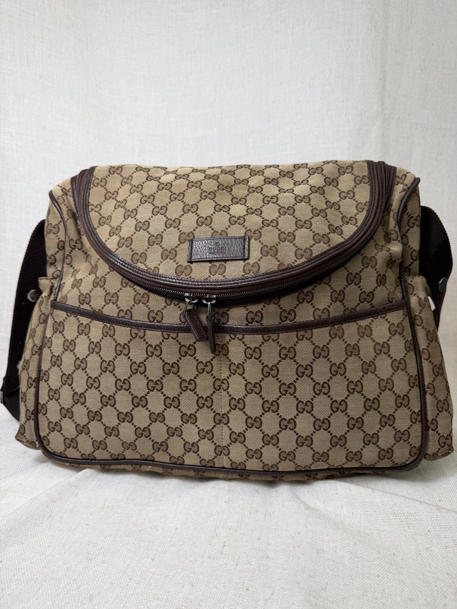 Gucci Brown GG Canvas Diaper Bag 
