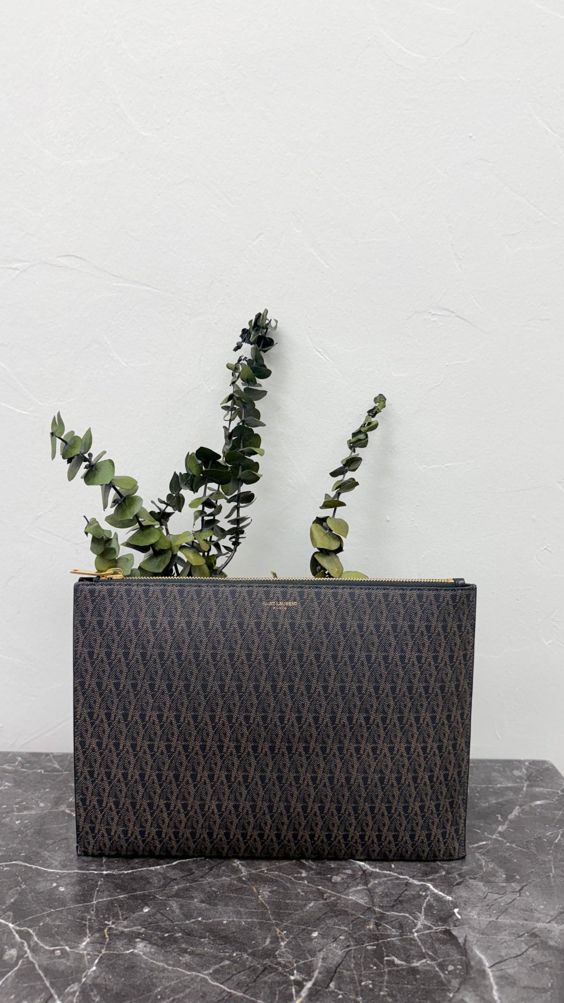 BRAND NEW - Saint Laurent YSL Black Canvas Clutch Pouch 