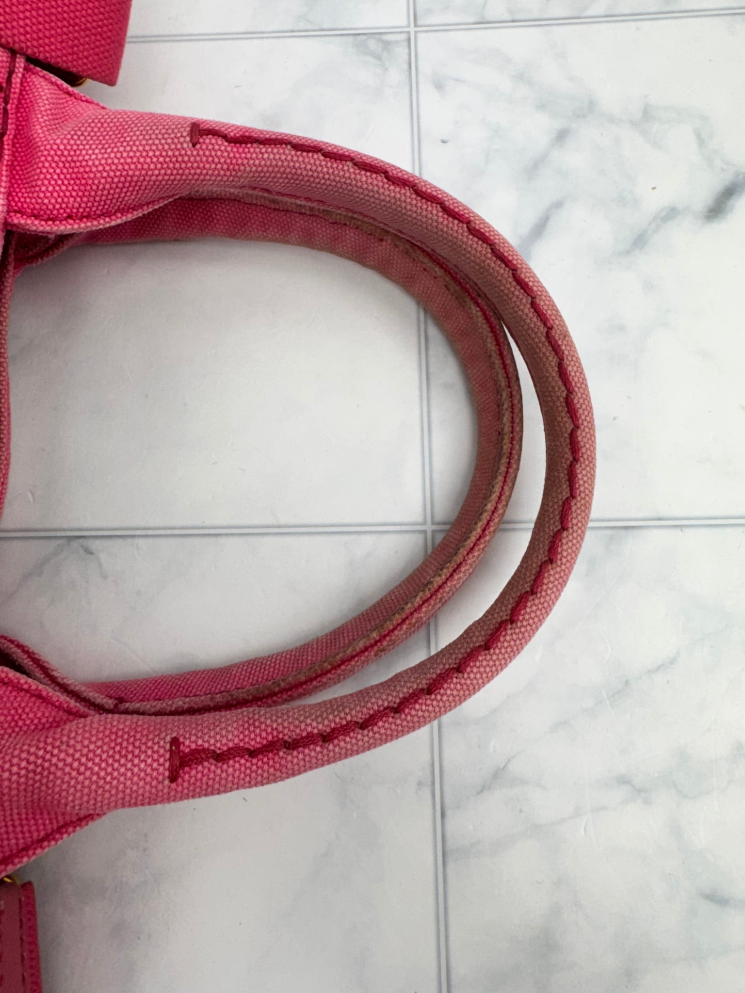 Prada Pink Canvas Canapa Small Tote Bag
