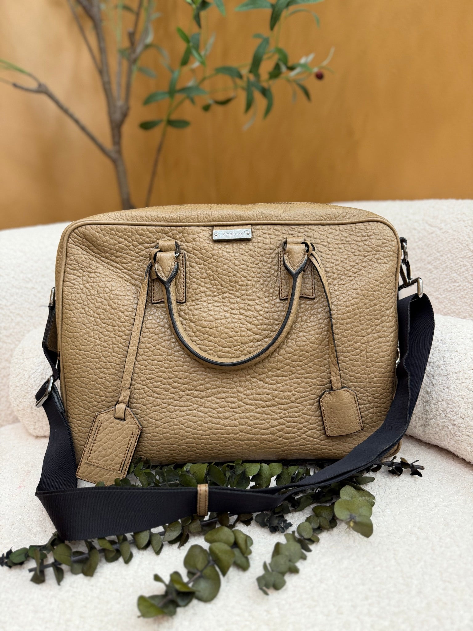 Burberry Beige Leather Briefcase