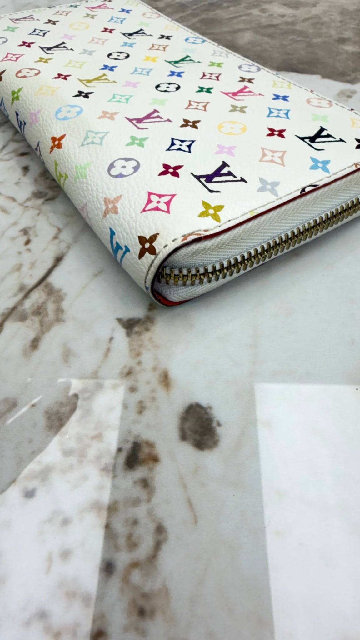 Louis Vuitton White Multicolor Monogram Zippy Wallet