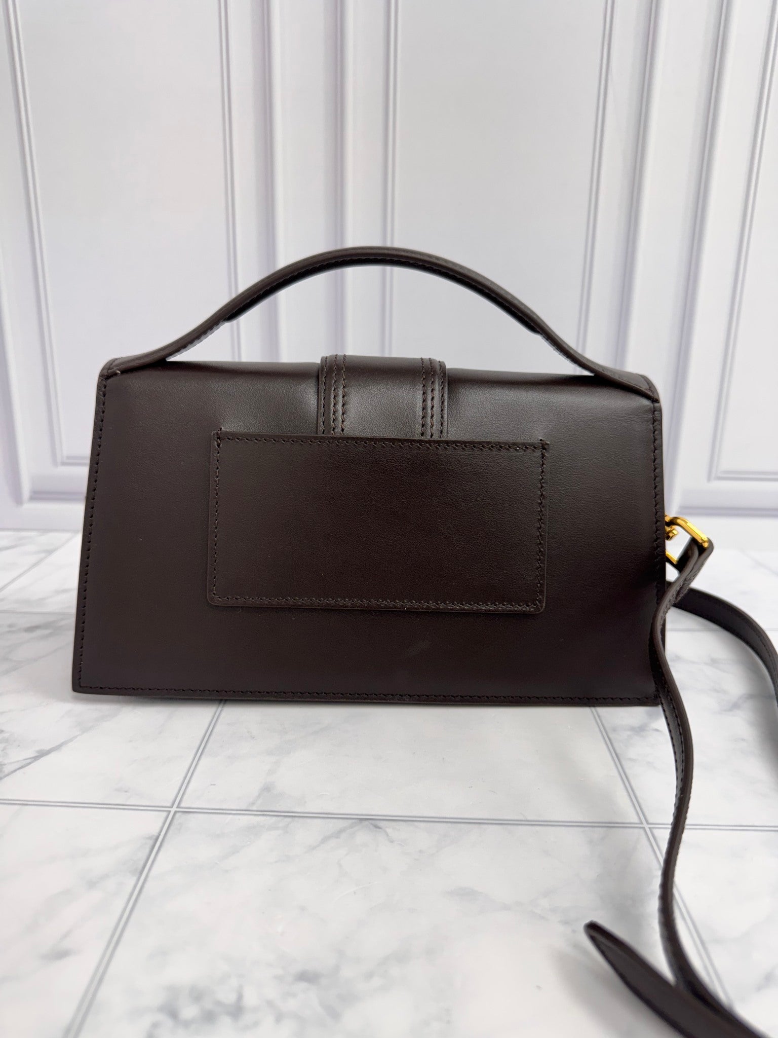 LIKE NEW - Jacquemus Dark Brown Leather Le Grand Bambino 2Way Bag